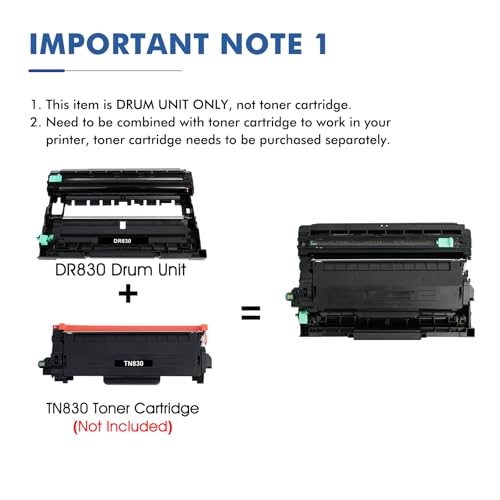 DR830 DR-830 Drum Unit Black 1-Pack Compatible Replacement for Brother DR830 DR 830 DR-830 for HL-L2400D L2405W L2460DW L2460DWXL L2865DW L2480DW DCP-L2640DW MFC-L2807DW L2820DW L2820DWXL Printer