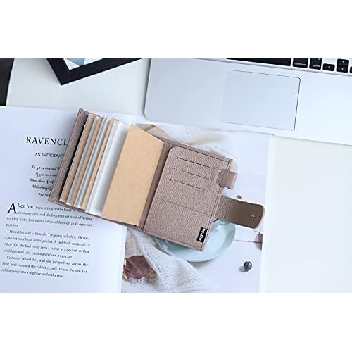Moterm Companion Traveler's Notebook Cover - Upgraded Design with Back Pocket (Passport Size, Pebble-Taupe)