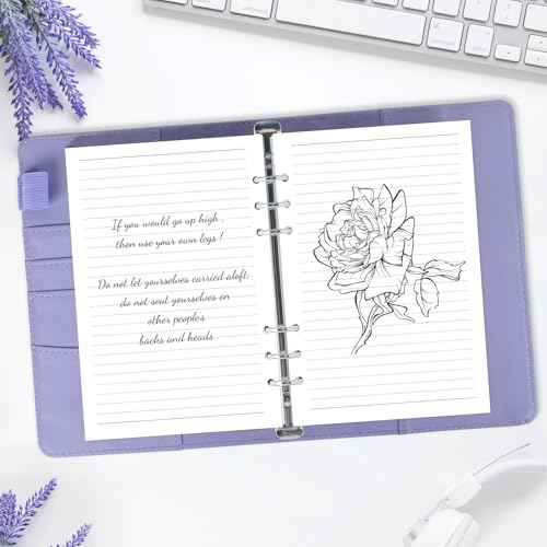 A5 Refill Paper Planner Inserts, 6-Hole Loose Leaf Paper, College Ruled Loose Leaf with Binder Dividers, Punched Notebook Refills for 6-Ring Refillable Binder, 240 Pages, White