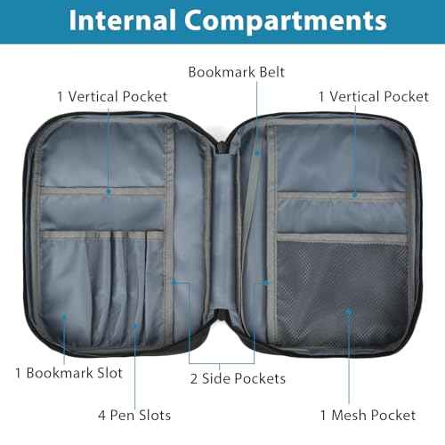 Bible Cover, Bible Carrying Book Case for Women,Protective Church Organizer Holder Bag with Handle Pockets,Christian Gift for Girls Boy and Men Grey