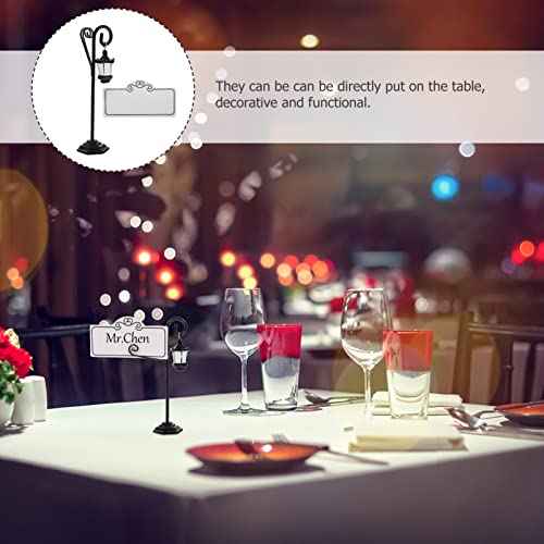 Ciieeo 20 Pcs Business Card Holder Table Sign Holder Wedding Bark Memo Holder Street Lamps Place Holder Place Stands Message Clips Name Stand Seat Card Photo Resin and Iron