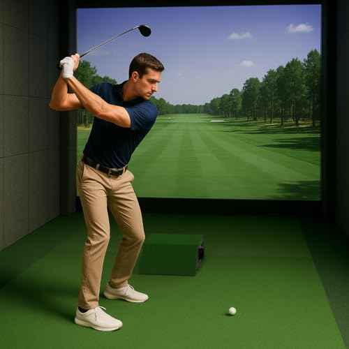 Golf Simulator Projector Enclosure, Extra-Large Floor-Standing Aluminum Alloy Protective Housing, Angled Front Shield, Transparent Window, Dual-Fan Cooling, Hinged Top, XL Fit for Short Throw Pyswex
