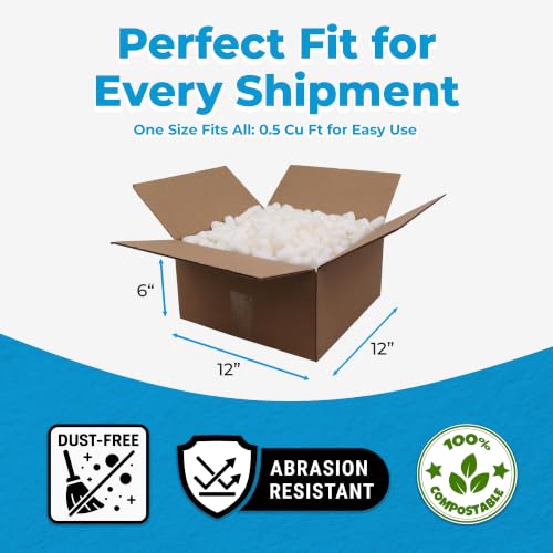 MagicWater Supply Packing Peanuts for Shipping - Bio Tube .5 Cu Ft