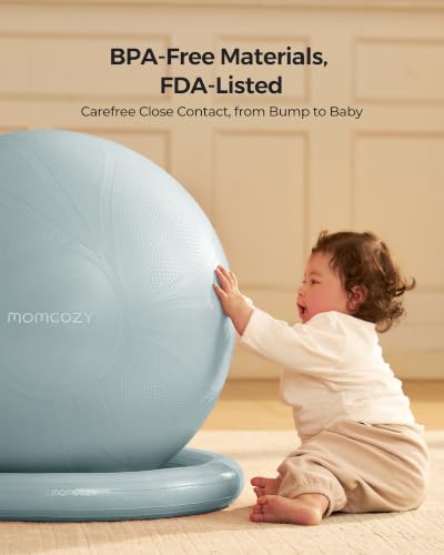 Momcozy Glacier Blue Pregnancy Yoga Ball Set with App Courses & Foot Pump