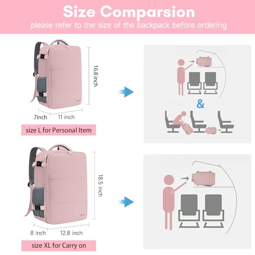 Taygeer Large Amourpink Travel Backpack for Women TSA Carry-On Flight Approved