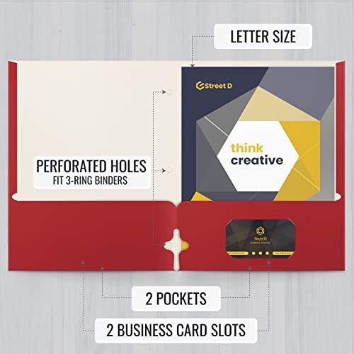 Better Office Products Red Two Pocket Portfolio Folders – Letter Size, 50-Pack