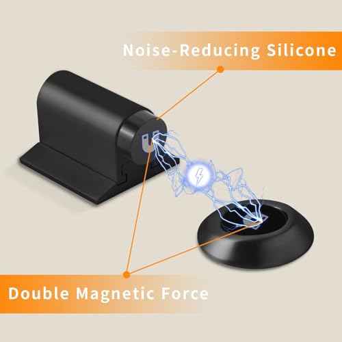 Bak Bo Magnetic Door Stoppers 2 Pack Bottom of Door Holder Keep Door Open No Drilling Magnet Floor Door Stop with Screws and Adhesive Matte Black DS268MB-2