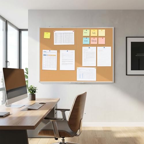 AMUSIGHT Double-Sided Foldable Cork Board 48x36 Inch Wall Organizer
