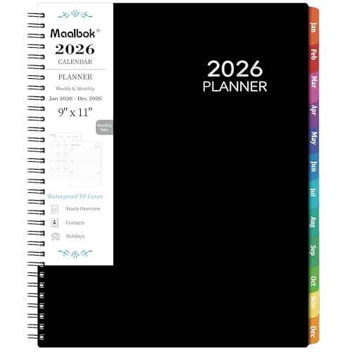 2026 Planner- 2026 Weekly and Monthly Planner, A4(8.9" x 11.2"), Jan. 2026 - Dec. 2026, Storage Pocket, Daily Agenda Book, College Organizer Notebook, Teacher Student Planning Book with Tabs, Enterprise