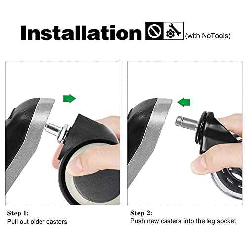 Office Chair Caster Wheels Replacement, Heavy Duty Casters Safe for All Floors,Without Chair Mats. 3" Office Furniture Casters Replacement,Universal Fit (1set)