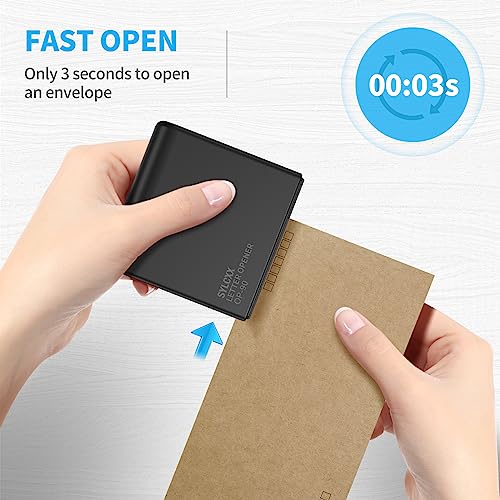 SYLCXX Black Battery Operated Electric Letter Opener - Envelope Slitter & Mail Cutter