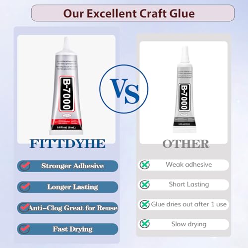 FITTDYHE 50ML Clear Jewelry & Craft Glue - Waterproof Multi-Purpose Adhesive for Rhinestones, Nails, Phone Repair