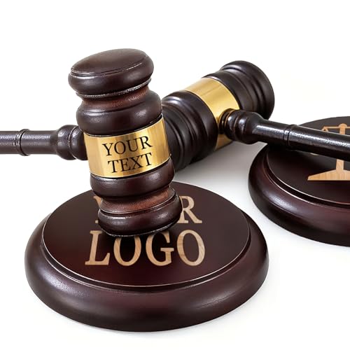 Personalized Wooden Gavel and Sound Block Set - Custom Engraved Judge Lawyer Gift