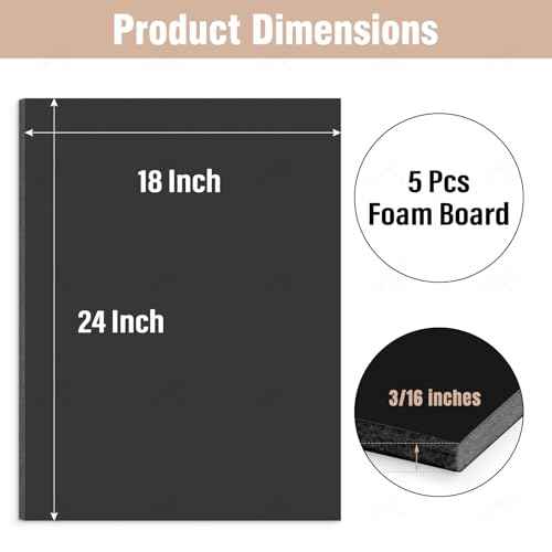 Golden State Art, Acid Free 5 Pack 18x24 Black Foam Boards Foam Core Poster Board, 3/16'' Thick Polystyrene Foam Sheet for Projects, Mounting, Crafts, Art and Presentations