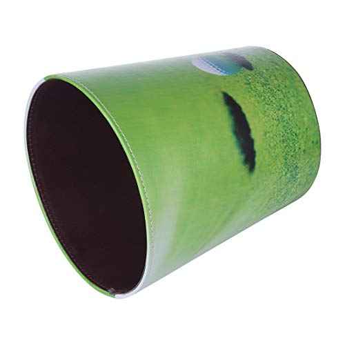 10L/2.64 Gallon Trash Can, Decorative Waste Basket, PU Leather Waste Paper Basket, Waterproof Garbage Can for Bathroom, Bedroom, Office, Kitchen and Living Room - Golf