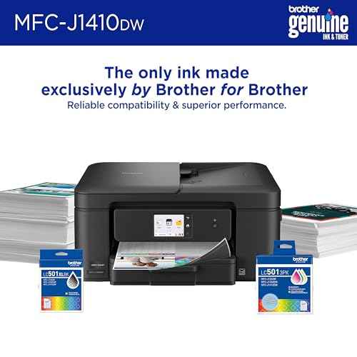 Brother Work Smart 1410 Wireless Color Inkjet All-in-One Printer with 2.7¡± Color Touchscreen and Automatic Duplex Printing | Includes Refresh Subscription Trial(1) (MFC-J1410DW)