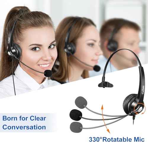 Callez RJ45 Telephone Headset with Microphone Noise Cancelling, Mono Quick Disconnect Phone Headset Compatible with Mitel/Aastra 6865i 6867i 6869i Siemens Unify OpenStage 30 40 60 80 Landline Phones