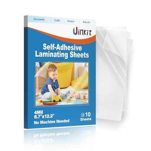 Uinkit 4Mil Thicker Single-Sided Self-Adhesive Laminating Sheets, 10Pack for Letter Size 8.5x11", Peel & Stick Laminating Paper for Documents, Kids Art, Posters, Crafts - No Heat Machine Need