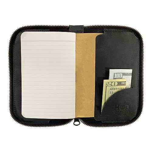 Hide & Drink, Zippered Journal Cover for Moleskine Notebook, Pocket Size (3.5 x 5.5 in. Notebook NOT Included) Full Grain Leather, Handmade, Charcoal Black