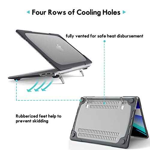 ProCase for MacBook Pro 16 2019 A2141, Heavy Duty Hard Shell Dual Layer Protective Cover with Fold Kickstand -Black
