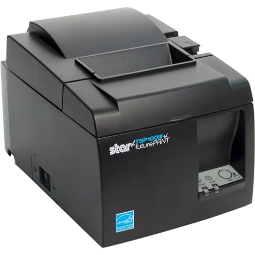 Star Micronics TSP143IIIBi Bluetooth Thermal Receipt Printer for iOS, Android, and Windows with Auto-cutter and Internal Power Supply - Gray