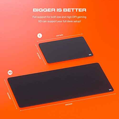 Fnatic | Dash L | Pro Gaming Mouse Mat for Esports | Fast Surface | Stitched Edges and Anti-Slip Rubber Base | Size L | Black | Hybrid Fabric| 19.2"x14.6"x0.12