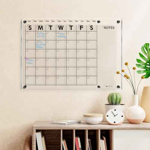 Acrylic Dry Erase Calendar for Wall 23¡±x16¡° Clear Acrylic Wall Calendar White Board Calendar Home Office
