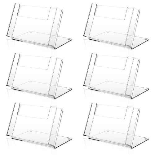 6 Pcs Postcard Acrylic Brochure Holder Organizer 4 x 6 Inch Flyer Display Stand Clear Greeting Card Display Magazine Holder for Card Organizer Desk Table Home Office Menu