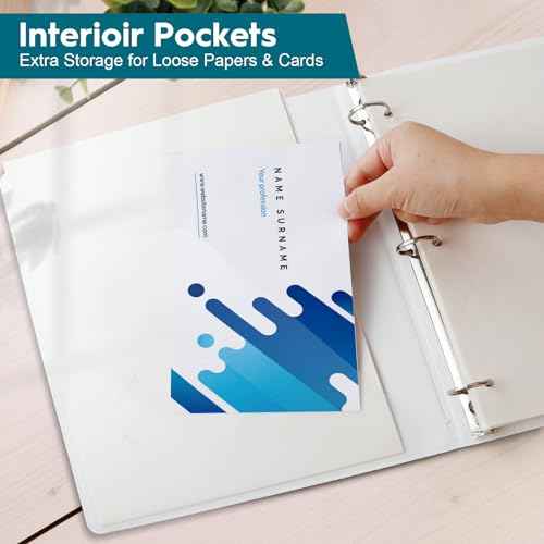 Economy 3-Ring Binders, 1 Inch, Round Rings, 200 Sheet Capacity, ClearVue Presentation View, Non-Stick, White (12)