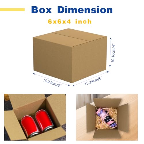 EZALFTIN 6x6x4 Inch Small Shipping Boxes - 30 Pack Brown Corrugated Cardboard for Packing & Mailing