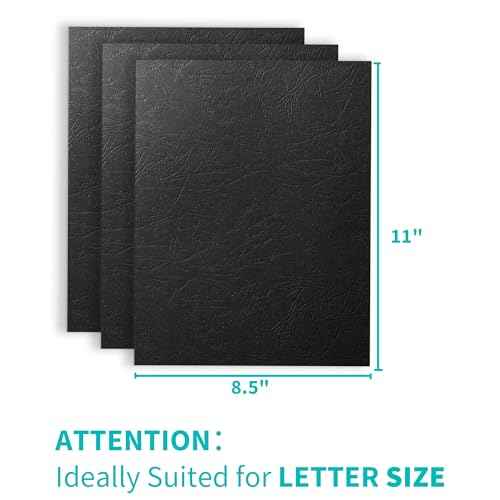 Binditek 200 Pack 13 Mil Grain-Texture Paper Binding Presentation Covers, 8.5 x 11 Inches, 250 GSM, 90lb, Un-Punched, Letter Size, Black, Office Supplies