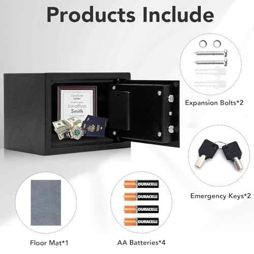 Safe Box 0.43 Cubic Feet Steel Security with Digital Keypad-Electronic Safe for Home Office Hotel Business, Cash & Jewelry & Documents, 2 Emergency Keys Included(BLACK)