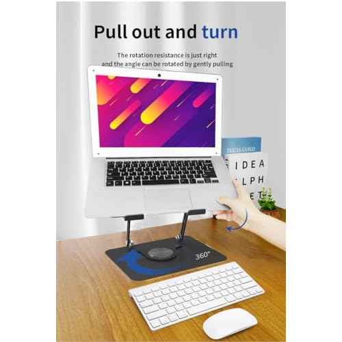 Adjustable Laptop Stand with 360 Rotating Base Portable Foldable Laptop Holder for Desk Carbon Steel Material Notebook Stand Compatible with MacBook Air Pro,and All Laptops(10-17.3¡®¡¯) -Black