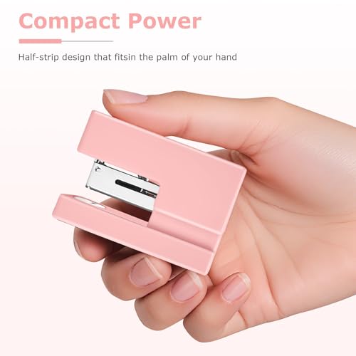 Pink Mini Stapler - 25-Sheet Capacity with 830 Staples, Yzkula Variation