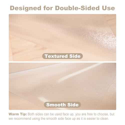 [Two-Sided Usable] 36¡± x 48¡± Hard Floor Chair Mats for Office, Clear Computer Chair Mat for Hardwood, Plastic Desk Floor Mat for Hardwood Floors, Rubber Office Chair Mat for Tile/Laminate Floor