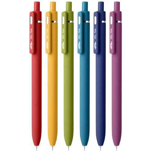 Mr. Pen- Retractable Gel Pens for Journaling, 6 Pack, 0.5 mm Black Ink, Vintage Barrels, Smooth Writing Aesthetic Pens for Women
