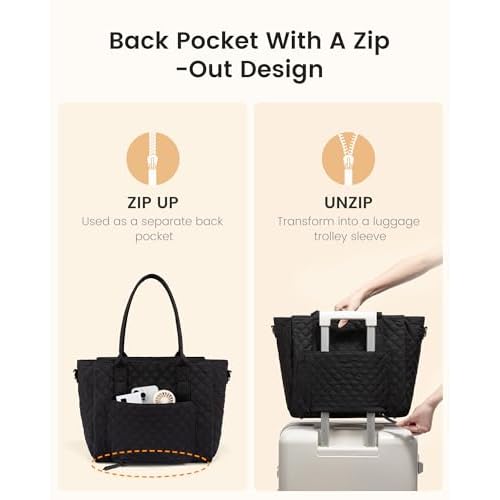 LOVEVOOK Laptop Bag for Women£¬Work Bag Teacher Tote Bag With Large Cup Holder, Quilted Crossbody bag with Zipper for Travel