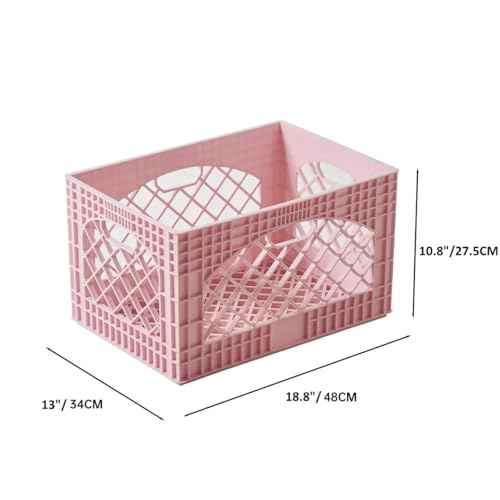 J&V TEXTILES 2 Pack Stackable Crates for Office Storage and Classroom Organization, 16, 24 Quart (Blush)