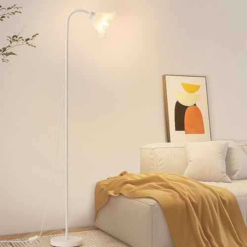 Metal Floor Lamps,3 Color with Adjustable Flexible Gooseneck Standing Lamp,Pole Reading Lamp for Office, Living Room (White-1)