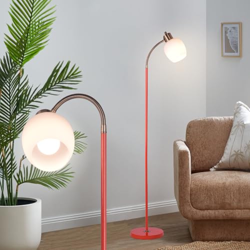 Adjustable Reading Floor Lamp,360¡ÆRotatable Shade,3CCT LED Bulb Include,Red Gooseneck