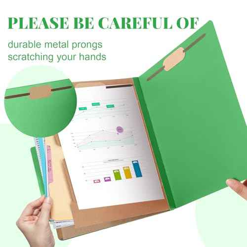 Skyygemm 12 Pcs Classification Folders Letter Size, 2 Pocket Dividers Pressboard File Folder with Fasteners, Expanding File Organizer Bulk for Teachers, Clergy, Office, Church, Christmas (Green)