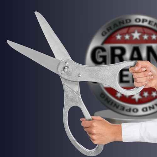 20" Giant Ribbon Cutting Scissors Silver ? Large Grand Opening Ribbon Cutting Ceremony Shears Grey Scissors Heavy Duty for Grand Openings Ceremonies Special Events & Inaugurations