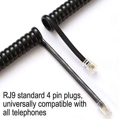 Comtrue Telephone Cord, Phone Cord,Handset Cord, Black, 2 Pack, Universally Compatible