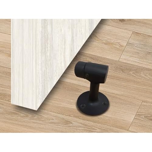QCAA Solid Brass Door Stop, 3", Matte Black, Made in Taiwan, 2 Pack