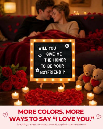 LPLEA Black Romantic LED Proposal Sign 10x10" for Girlfriend Proposal