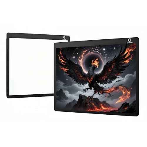 Glass Gaming Mouse pad,LED Illuminated Hard Mousepad for Gaming,Large Mouse pad 400mm * 300mm, Special Glass Surface to Improve Accuracy and Speed, Silicone Anti Slip (Aeterna)