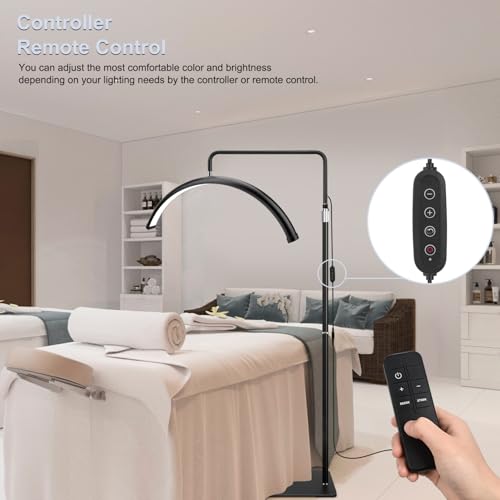 22-inch Half Moon Lash Lamp for Eyelash Extensions & Estheticians, Dimmable LED Lash Light, Shadow-Free Moon Light for Lash Tech, Adjustable Eyelash Lamp with Rotating Head (Black)