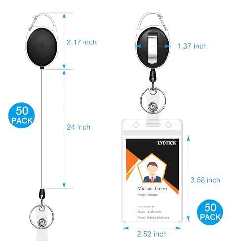 100 Pcs Retractable Badge Reels & ID Badge Holder, Heavy Duty Badge Holder Clips Bulk ID Card Key Holders with Ring for Nurse Office Work Employee School Supplies