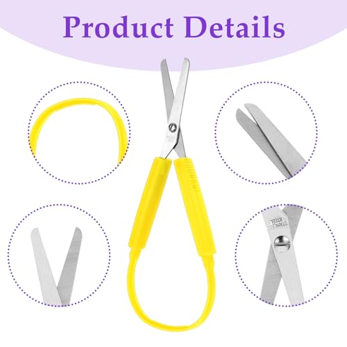 Telooco 3Pcs Children's Safety Loop Scissors with Colorful Handles – Green, Yellow, Pink, 5.5 Inch