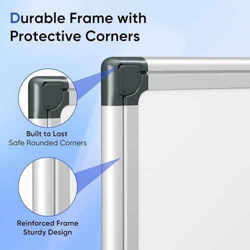 VUSIGN Magnetic Whiteboard for Wall, 36" x 24" Hanging Whiteboards for Office, School, Home, Includes Eraser, Markers, Magnets, Pen Tray, Silver Aluminum Frame